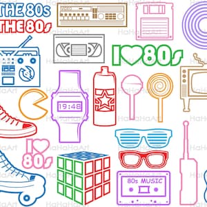 Eu amo a cor do monograma V2 dos anos 80 - arquivos de corte Svg Png Jpg Eps Dxf Design gráfico digital Download instantâneo para uso comercial (00755c)