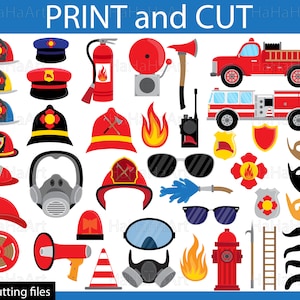 Accesorios para fotomatón de bomberos: archivos de corte SVG y JPG (uso comercial)