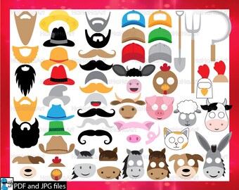 Accesorios para fotomatón de animales de granja: imágenes prediseñadas (PDF y JPG)