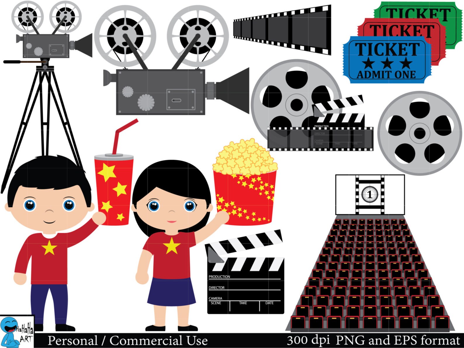 Cinema Set Clipart Digital Clip Art Graphics Personal Etsy