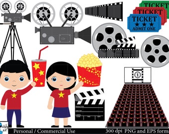 Cinema Set Clipart - Digital Clip Art Graphics Personal Commercial Use - 63 PNG images (00019)