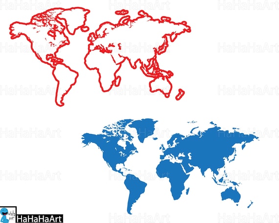 Download World Map Clipart Cutting Files Svg Png Jpg Dxf Digital Etsy