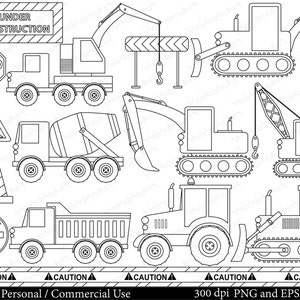 Outline Construction - Set Clipart - Digital Clip Art Graphics, Personal, Commercial Use - 15 PNG images (00140)