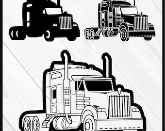 Truck 18 Wheeler Monogram - Clipart / Cutting Files Svg Png Jpg Dxf Digital Graphic Design Instant Download Commercial Use 01033c