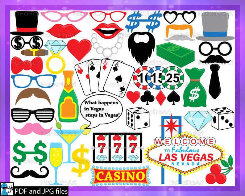Las Vegas Props ClipArt PDF JPG Digital Graphic Design Commercial Use Prop Photo Booth Instant Download Clip art Glasses