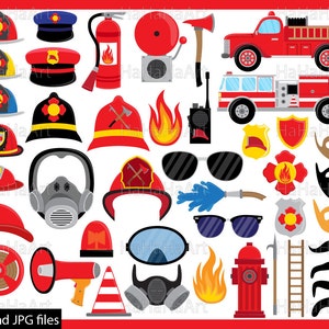 Apoyos de bombero - imágenes prediseñadas PDF JPG diseño gráfico Digital uso comercial Prop foto stand instantánea descargar Clip arte divertido partido (00187)