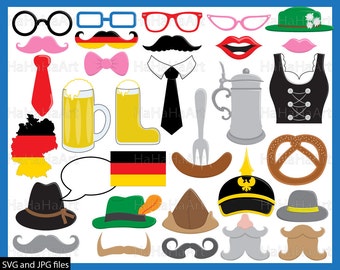 Accesorios para fotomatón del Oktoberfest: Alemania (archivos SVG y JPG) (descarga digital)