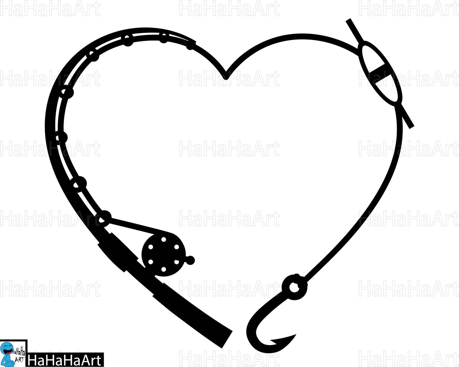 Heart Fishing Rod Clipart / Cutting Files Svg Png Jpg Dxf Digital