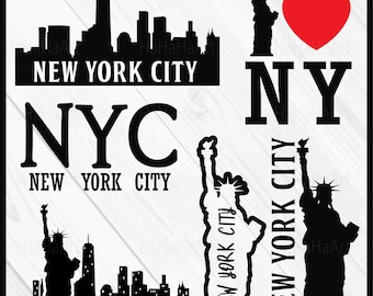 Ciudad de Nueva York - Clipart / Archivos de corte svg png jpg dxf eps diseño gráfico digital Descarga instantánea popular máquina de corte diy 01715c