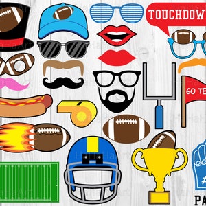 Adereços de futebol americano - arquivos de corte SVG JPG PDF design gráfico digital Uso comercial cabine de fotos download instantâneo jogo de letras A4 01131c