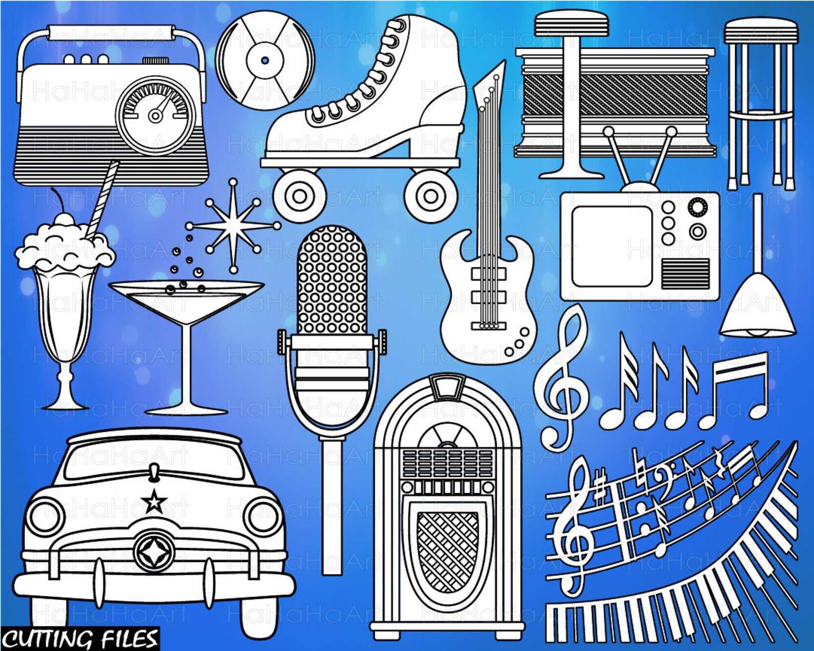 Outline the 50s Digital Cutting Files Svg Png Eps Jpg - Etsy