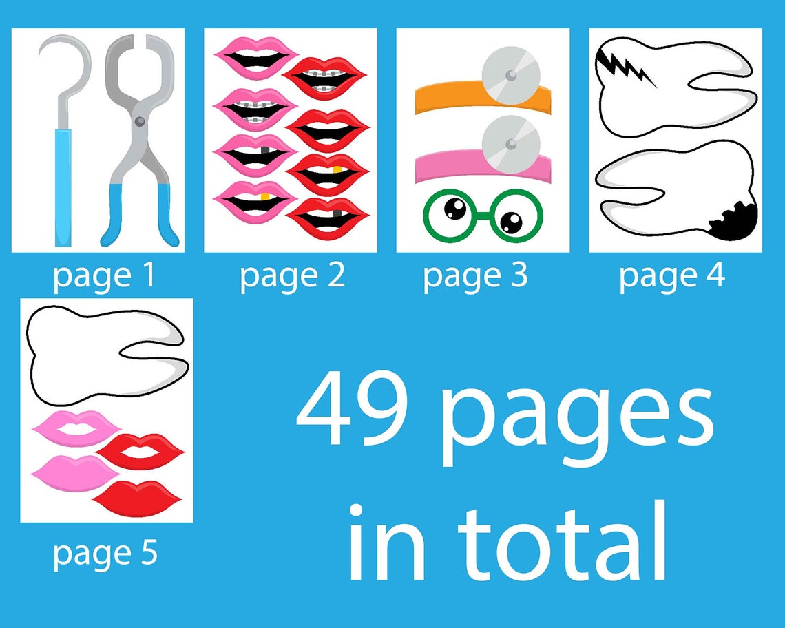 Dentist Props PDF JPG Digital Graphic Design Clipart - Etsy