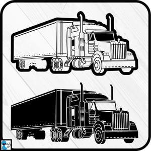 Monogram ciężarówki 18 Wheeler - Clipart / Pliki do cięcia Svg Pdf Png Jpg Eps Dxf Cyfrowy projekt graficzny Natychmiastowe pobieranie Komercyjne wykorzystanie (00998c)