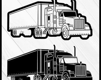 Truck 18 Wheeler Monogram - Clipart / Cutting Files Svg Pdf Png Jpg Eps Dxf Digital Graphic Design Instant Download Commercial Use (00998c)