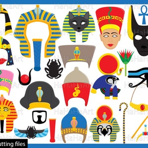 Egitto e Dei - Cutting Files SVG JPG Digital Graphic Design Instant Download Commercial Use Photo Booth Egypt Mask Hat King Queen (00113c)