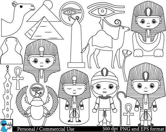 Outline Egypt Set Clipart Digital Clip Art Graphics | Etsy