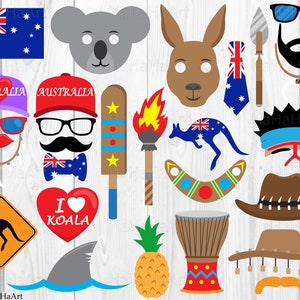 Australia Photo Booth Props: SVG, PNG, JPG Cutting Files (Digital Download)