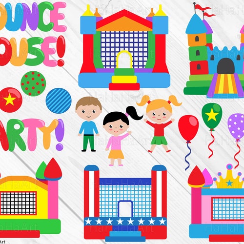 Bounce House Party Clipart / Cutting Files Svg Png Jpg Dxf - Etsy