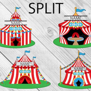 Split Circus Tent - Clipart / Cutting Files svg png jpg dxf digital graphic design Instant Download Commercial Use monogram 00630c