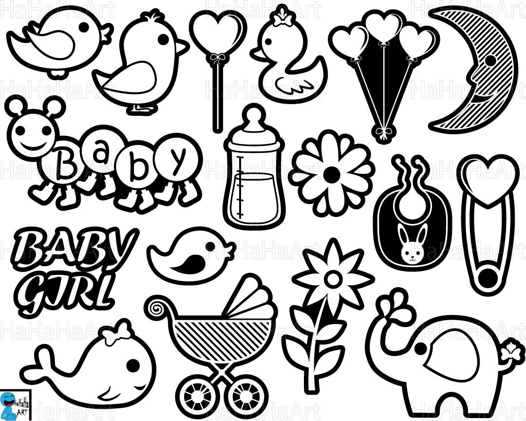 Download Line Baby Girl Monogram Clipart / Cutting Files Svg Pdf Png | Etsy