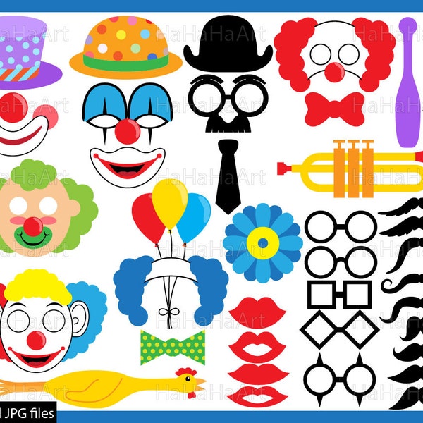 Clown Props - Cutting Files SVG JPG Digital Graphic Design Instant Download Commercial Use Photo Booth Party Funny Fun (00916c)