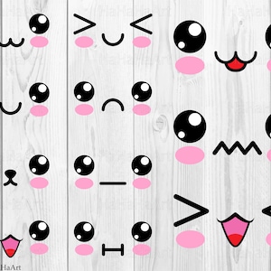 Kawaii - Clipart / Cięcia Plików svg png jpg dxf eps cyfrowy projekt graficzny Instant Download popularne diy die cut machine cute face 01519c