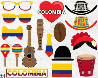 Colombia Designs - Clipart / Cutting Files svg png jpg dxf digital graphic design Instant Download Commercial Use hat glasses 01144c