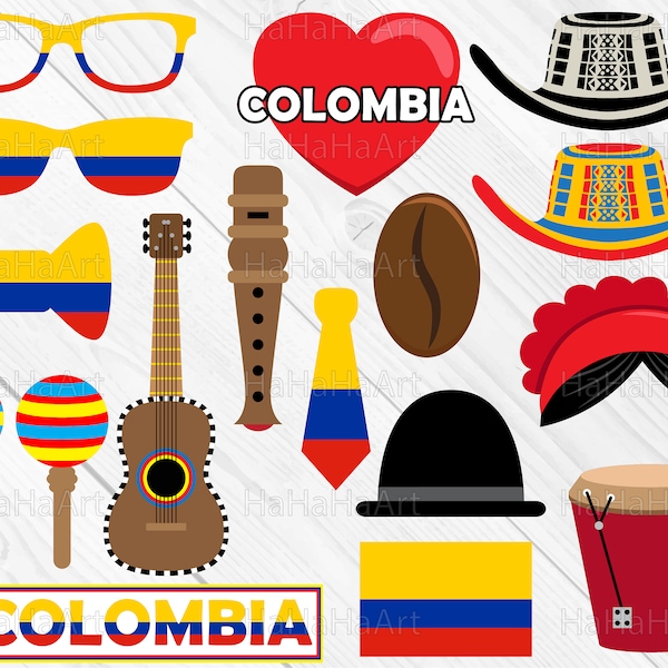 Colombia Designs - Clipart / Cutting Files svg png jpg dxf digital graphic design Instant Download Commercial Use hat glasses 01144c