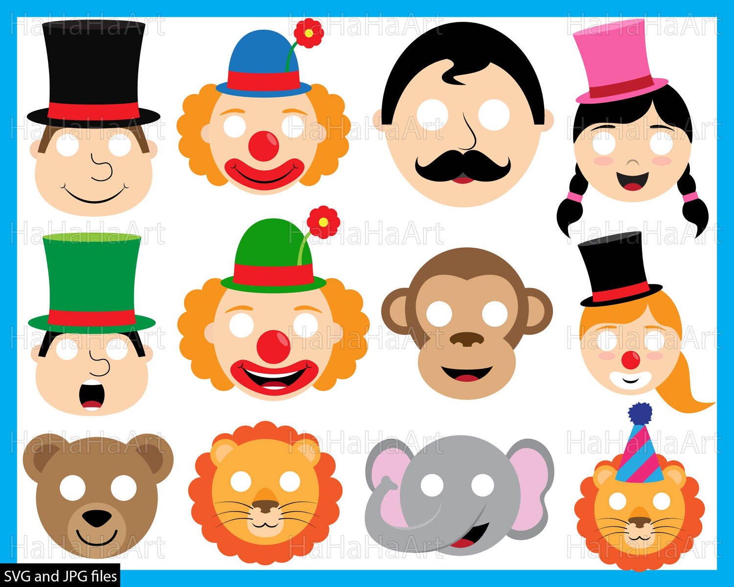 Props Circus Cutting Files SVG JPG Digital Graphic Design Instant Download Commercial Use Photo Booth Party Funny Fun lion