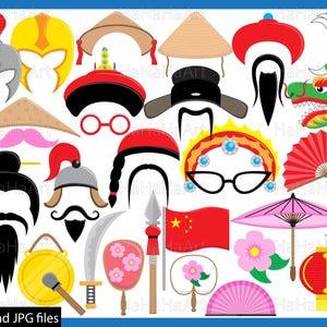 Adereços chineses - Arquivos de corte SVG JPG design gráfico digital Uso comercial prop photo booth download instantâneo A4 carta rei coroa 01040c