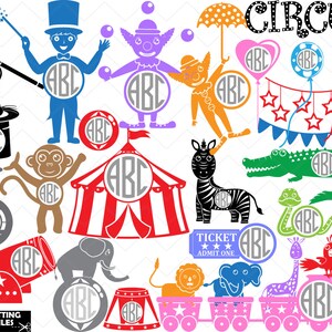 Arquivos de corte de carnaval de circo de monograma - arquivos digitais SVG EPS PNG design gráfico pessoal uso comercial download instantâneo (00161c)