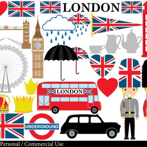 London UK - Set Clipart - Digital Clip Art Graphics, Personal, Commercial Use - 45 PNG images (00151)