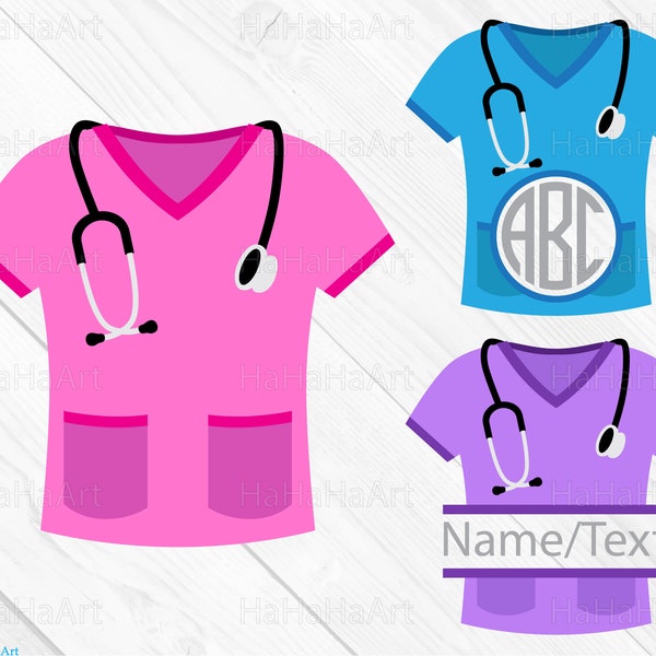 Nurse Doctor Scrubs - Clipart / Cutting Files svg png jpg dxf eps digital graphic design Instant Download popular diy cut machine 01644c