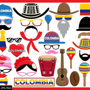 Colombia Props - ClipArt PDF JPG Digital Graphic Design Commercial Use Instant Download Clip Art Prop Photo Booth Funny Party (00258)