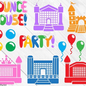 Monogram Bounce House Party - Digital Cutting files Svg Png Eps Jpg Dxf Graphic Design Instant Download Personal Commercial Use (00280c)