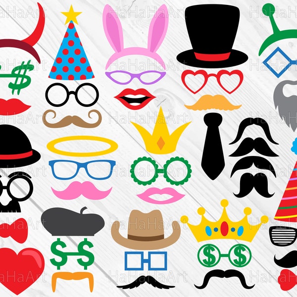 Glasses and Mustaches - Clipart / Cutting Files svg png jpg digital graphic design Instant Download Commercial Use cut layer party 00025c