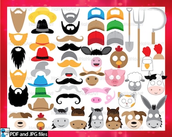 Accesorios para fotomatón de animales de granja: imágenes prediseñadas (PDF y JPG)