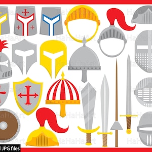 Knight Props - ClipArt PDF JPG Design gráfico digital Uso comercial Prop Photo Booth Download instantâneo Clip Art medieval meia idade 00174