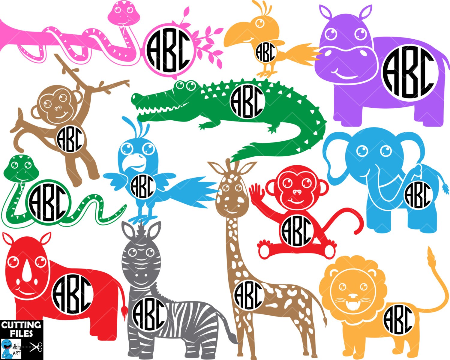 Download Safari Animals Circle Monogram V1 Digital Cutting files ...