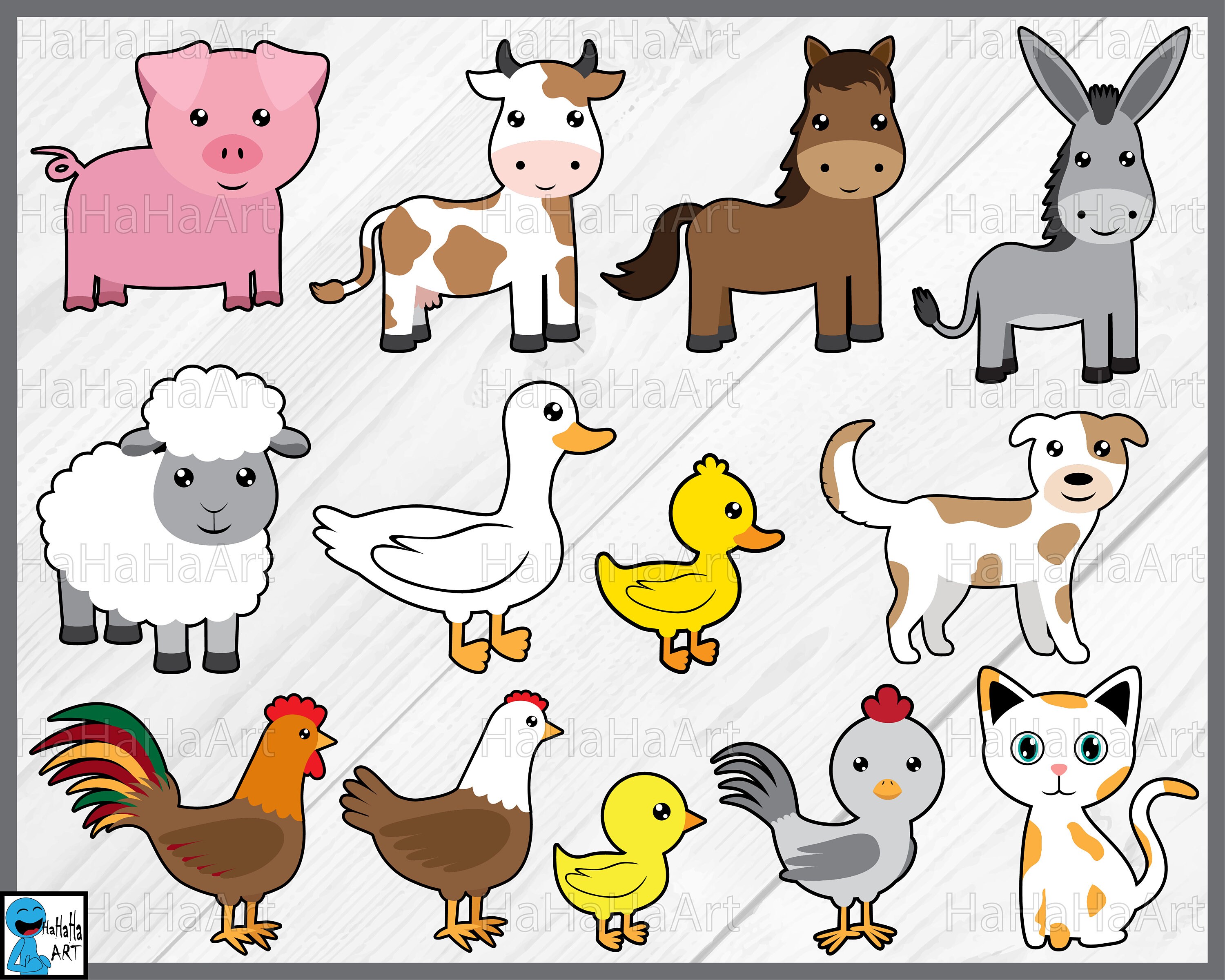 Download Farm Animals Clipart / Cutting Files svg png jpg dxf digital | Etsy