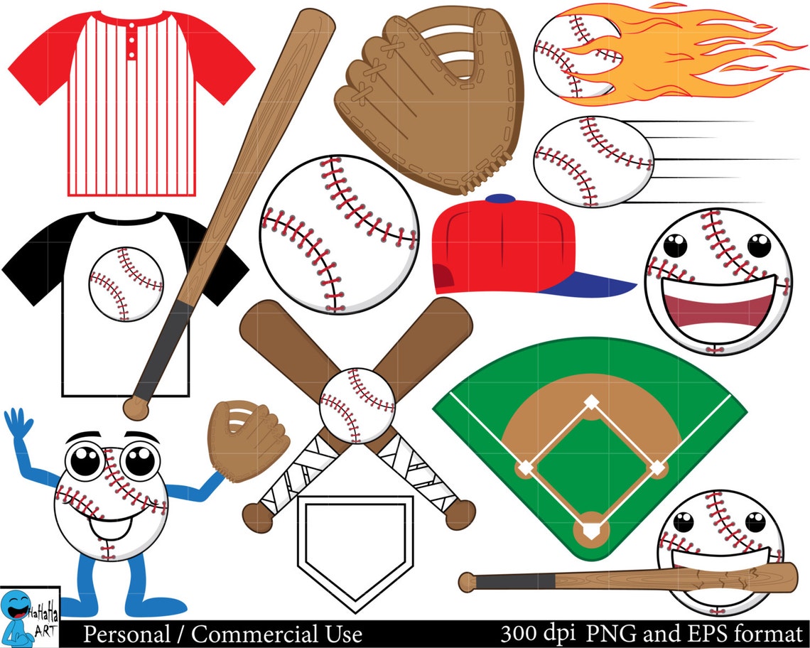 Baseball Set Clipart - Digital Clip Art Graphics, Personal, Commercial ...