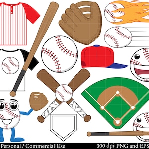 Baseball Set Clipart - Digital Clip Art Graphics, Personal, Commercial Use - 26 PNG images (00061)