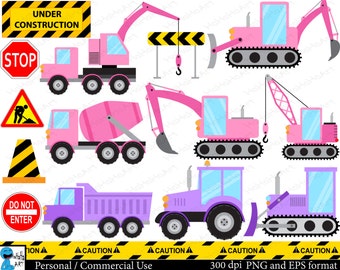 Construction purple and pink - Set Clipart - Digital Clip Art Graphics, Personal, Commercial Use - 26 PNG images (00142)