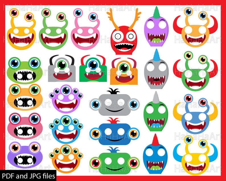 Cute Monsters Props V2 Clipart PDF JPG Digital Graphic - Etsy