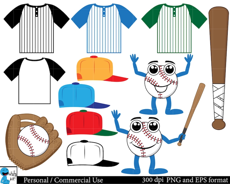 Baseball Set Clipart - Digital Clip Art Graphics, Personal, Commercial ...