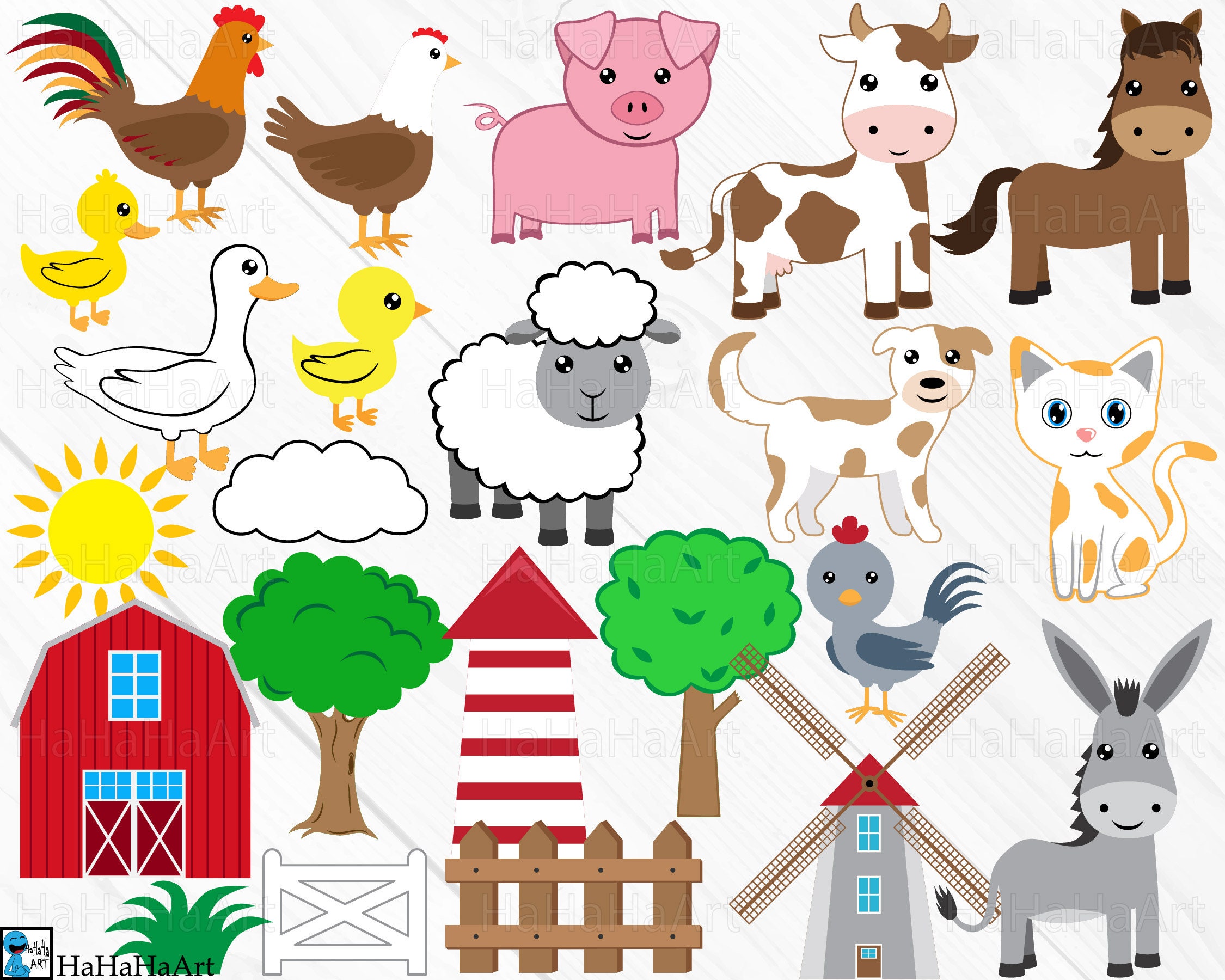Farm Animals Clipart / Cutting Files Svg Png Jpg Dxf Eps Digital