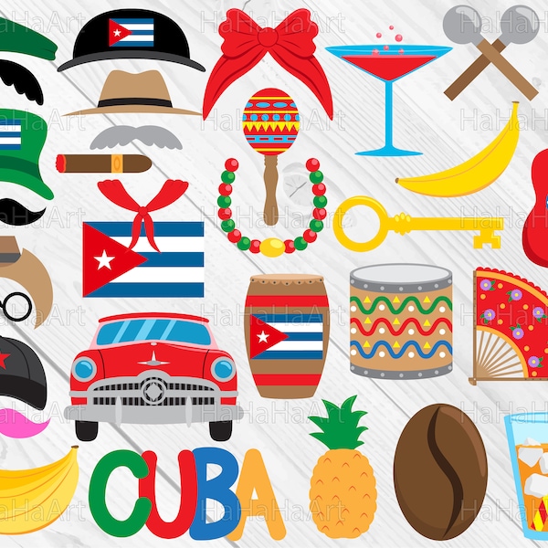 Cuba Props - Clipart / Cutting Files svg jpg png digital graphic design Instant Download Commercial Use cut layer party photo booth 00114c