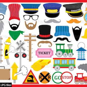 Adereços de trem - ClipArt PDF JPG Design gráfico digital para uso comercial Download instantâneo Clip Art Prop Photo Booth Chapéu de festa engraçado (00212)
