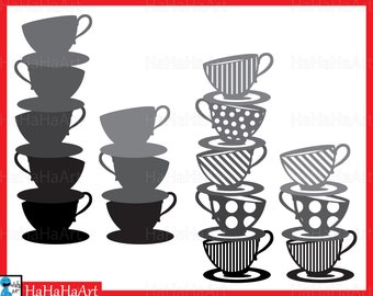 Cute Alice's Tea Cups Cutting Files Digital files svg jpg png dxf Vinyl Personal Instant Download Design party Wonderland 01119c