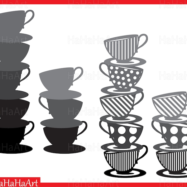 Cute Alice's Tea Cups Cutting Files Digital files svg jpg png dxf Vinyl Personal Instant Download Design party Wonderland 01119c